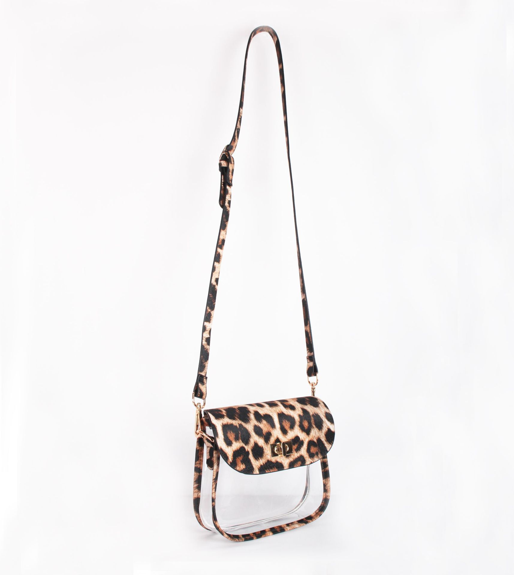 Customized all kinds of new transparent PVC shoulder bag fashion shoulder leopard print women's bag western style all-match messenger bag