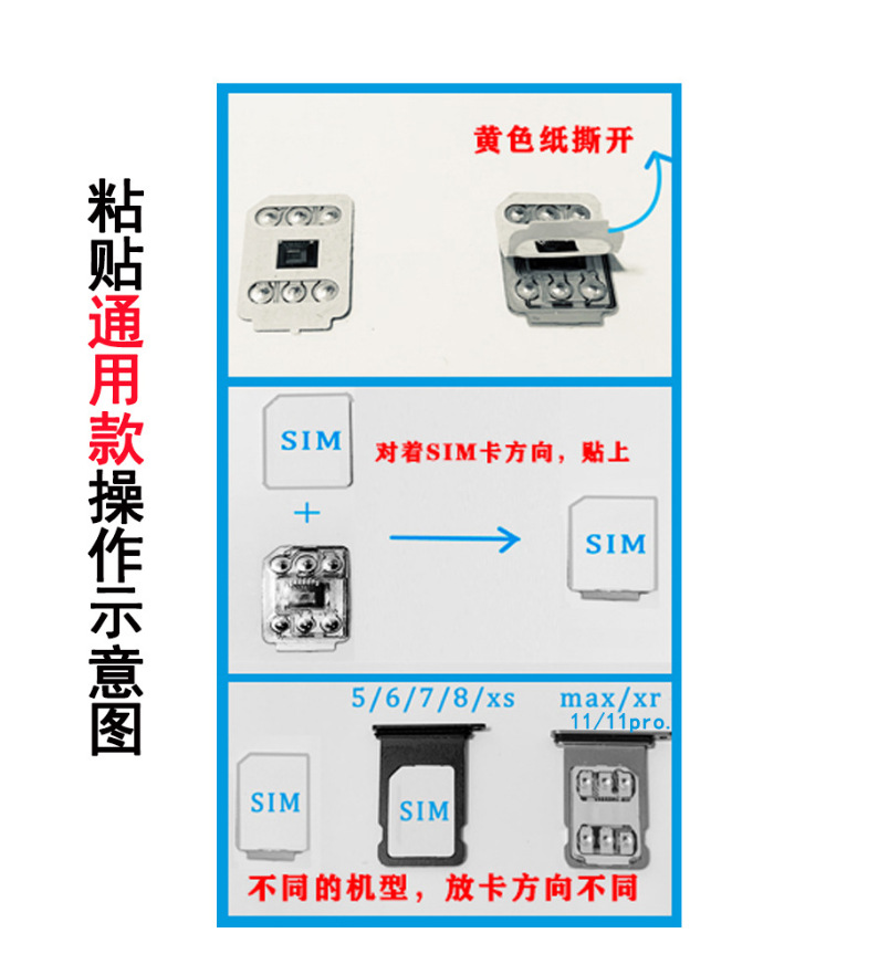 WELLSIM unlock card sticker for 6S/7/8/X/XR/XSM/11/12PM/13/14PM/15PM