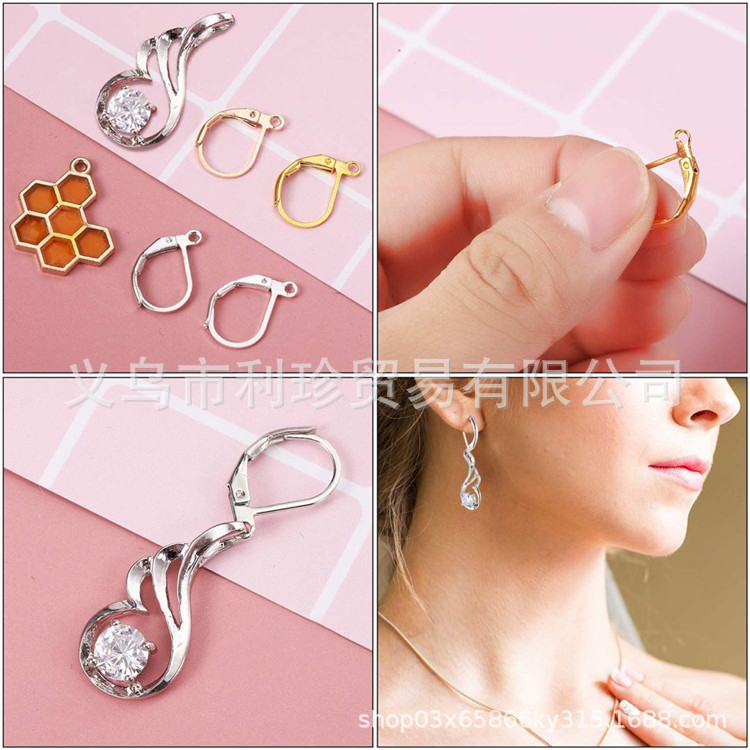 Handmade diy Jewelry Material Earrings Accessories D-word French Ear Hook Electroplated Gold and Silver Environmental Protection Copper Earrings Ear Buckle