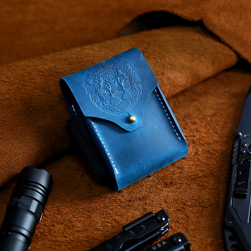 Cross-border Special for EDC Tactical Leather Leather Cigarette Leather Protective Case Crazy Horse Leather Outdoor Leather Case Handmade