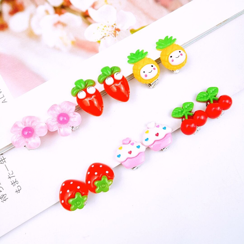K-Style of Cute Kidsren's Ear Clips Cartoon Non-Pierced Earrings Painless and Non-Harming Fake Earrings Korean 2 Yuan Store Wholesale