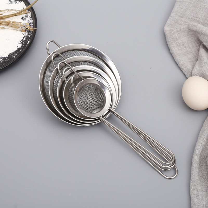201 stainless steel wide-brimmed twill straight oil grid oil scoop soy milk scoop hand-held flour sieve screen