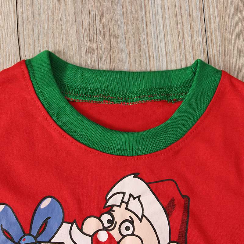 Girls and Kidsren Export European and American Spring & Fall Christmas Santa Claus Long-Sleeved Polka Dot Home Clothes Kidsren's Suit Ins