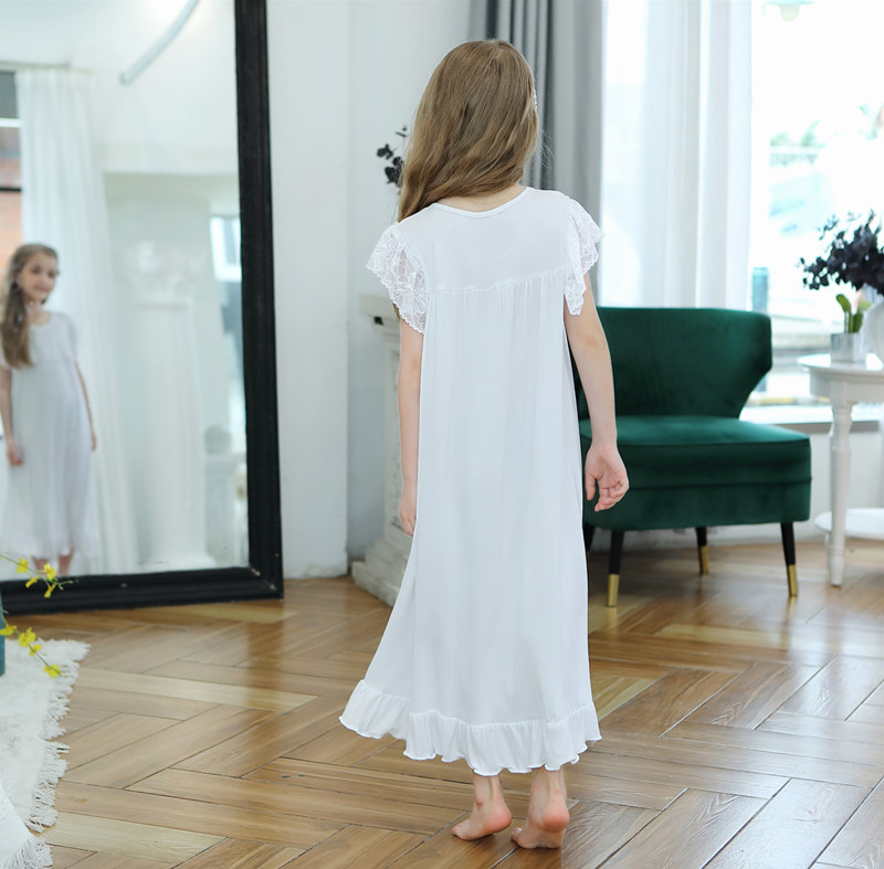 Girl's Clothing Summer Nightgown Cotton Modal Girl's Long Princess Nightgown Nightgown Home Clothes