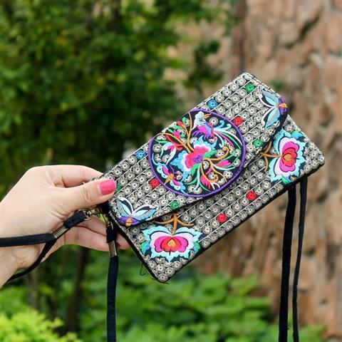 Yunnan Ethnic Style Double-sided Embroidery Bag Embroidery Shoulder Bag Crossbody Bag Clutch Bag Women's Bag Small Bag