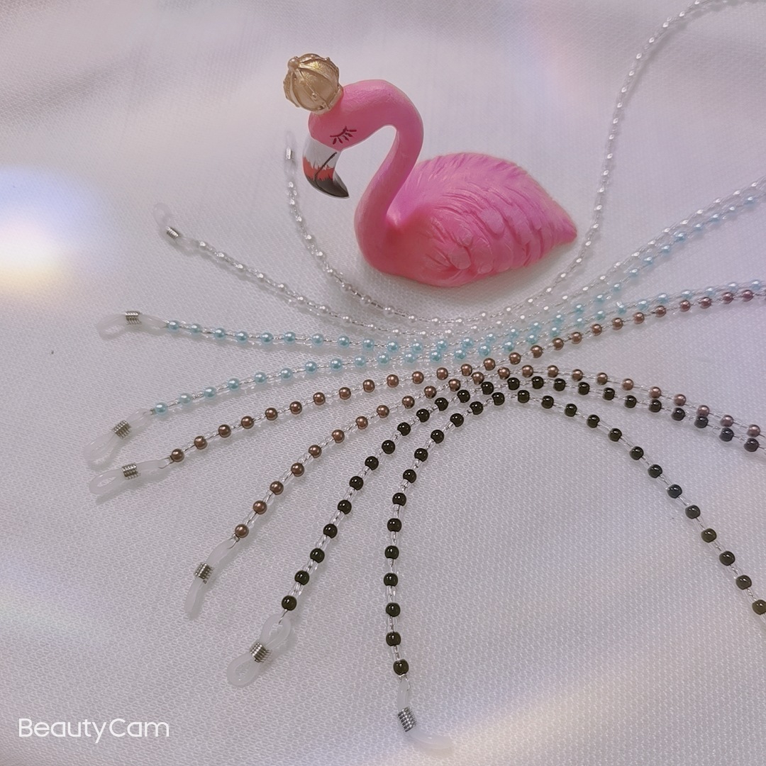 Factory spot European and American cross-border jewelry glasses chain black and white pearl glasses chain hanging chain mask chain