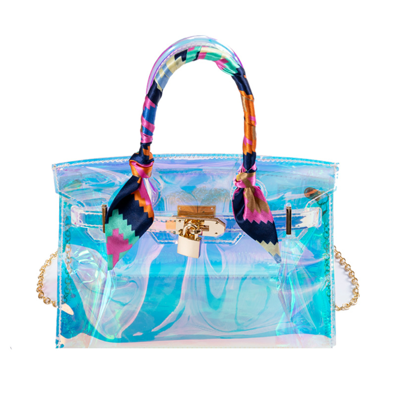 Корейская стильная желейная сумка через плечо, лазерная пляжная сумка, прозрачная сумка из ПВХ для женщин