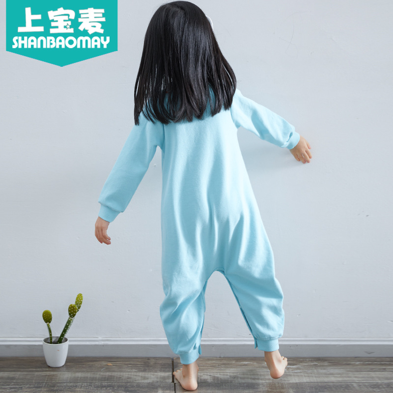 Upper Baomai Autumn and Winter Children's Siamese Pajamas Cotton Thickened Boys and Girls Baby Siamese Pajamas Home Clothes Warm and Thick