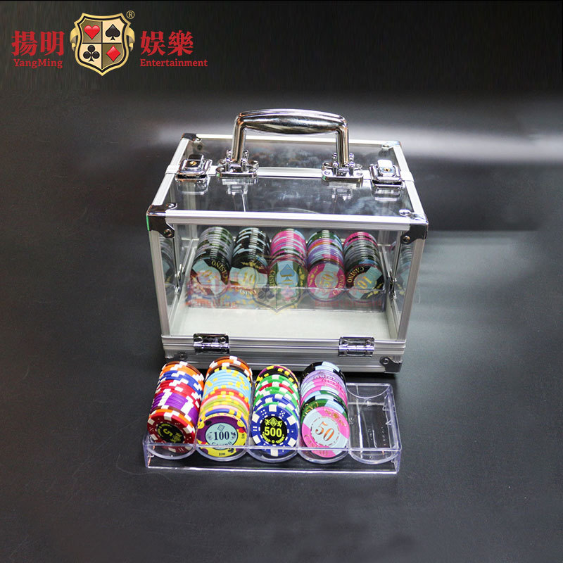 600 Pieces of Double-open Satchel Chip Box Texas Clay Chip Coin Transparent Chip Box Poker Club Standard