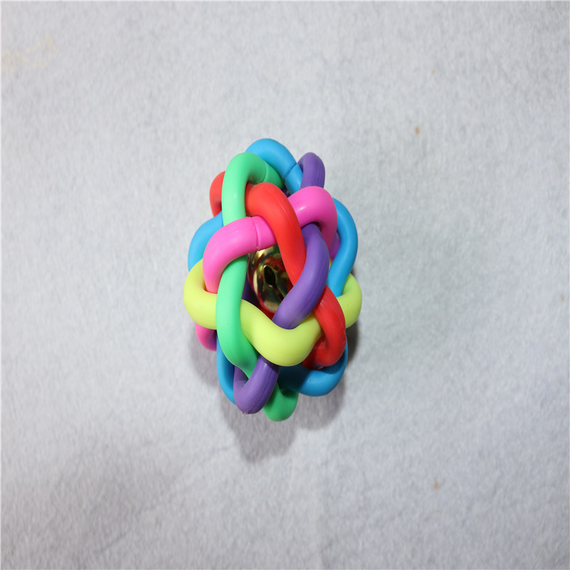 Tpr Colorful Bell Woven Ball Rainbow Toy Ball Popular Pet Dog Bite-Resistant Toy Rubber