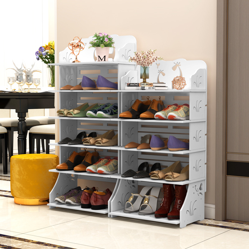 Многоуровневая обувница простой конструкции, экономичная, белый шкаф для обуви, маленькая обувница, хранение в общежитии