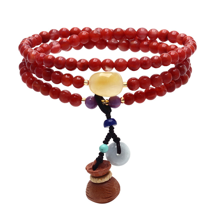 Jewelry processing can Tangnan red agate crystal carving fashion bracelet jewelry processing