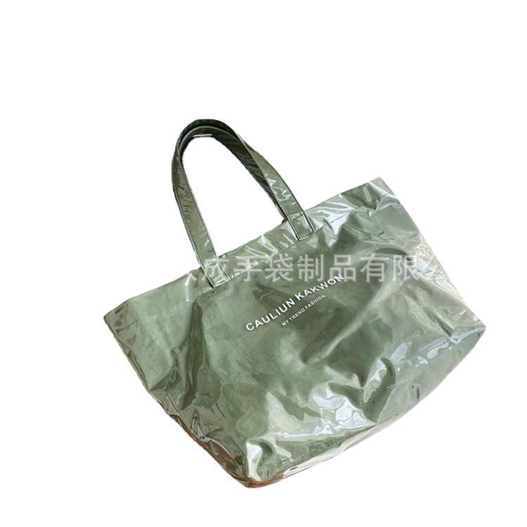 Factory customized portable women's bag large capacity transparent PVC jelly bag beach travel Street shooting shoulder tote bag