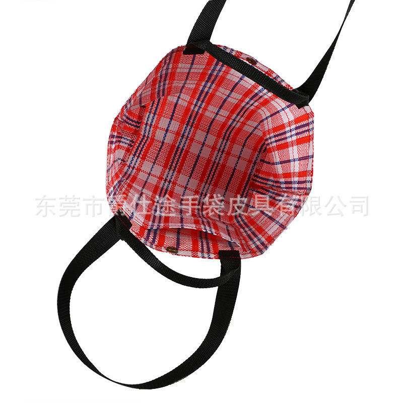 Korean style waterproof portable woven shoulder bag red plaid snake leather shopping bag factory custom woven bag