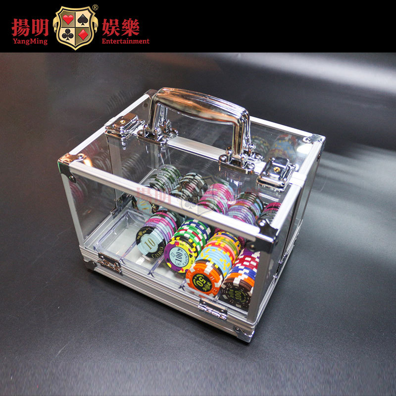 600 Pieces of Double-open Satchel Chip Box Texas Clay Chip Coin Transparent Chip Box Poker Club Standard