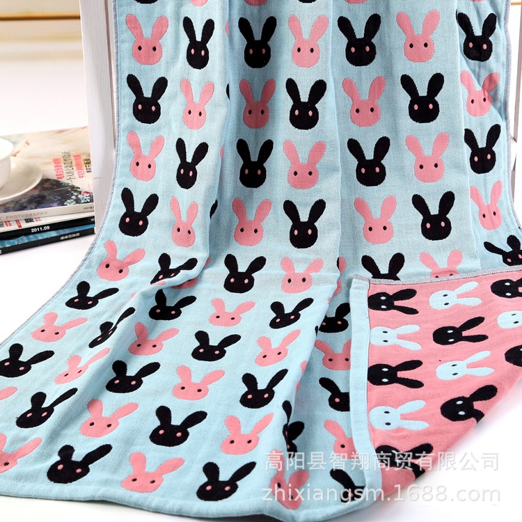 Zhiyang Gauze Towel Quick-Drying Four-Layer Rabbit Bath Towel Adult and Children's Factory Price Wholesale Quick-Drying Cotton Gauze