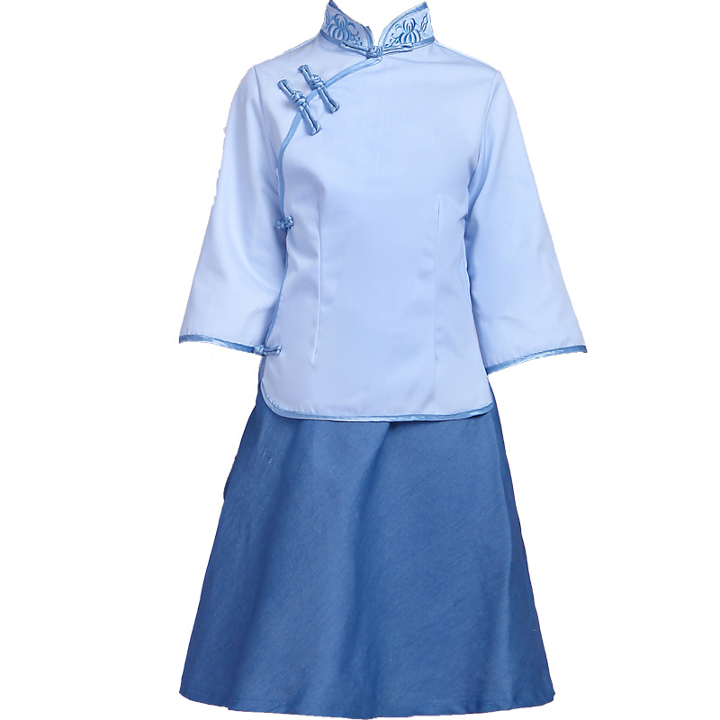 Children's Republic of China Coat May Fourth Youth Girl's Chinese Style Retro Dress Chorus Graduation Photo Class Suit