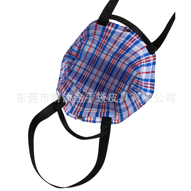 European and American blue PE woven shoulder bag portable waterproof woven shopping bag portable woven shoulder bag