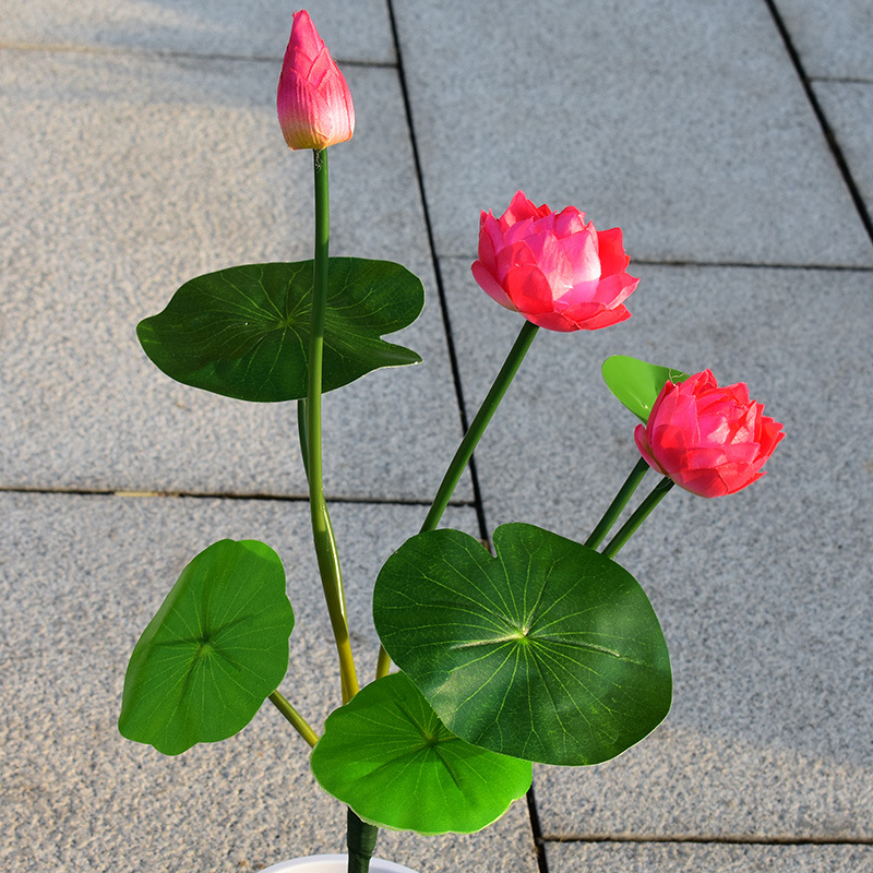Маленький лотос, листья лотоса, пластиковые цветы, искусственные цветы, декоративная композиция, маленький букет