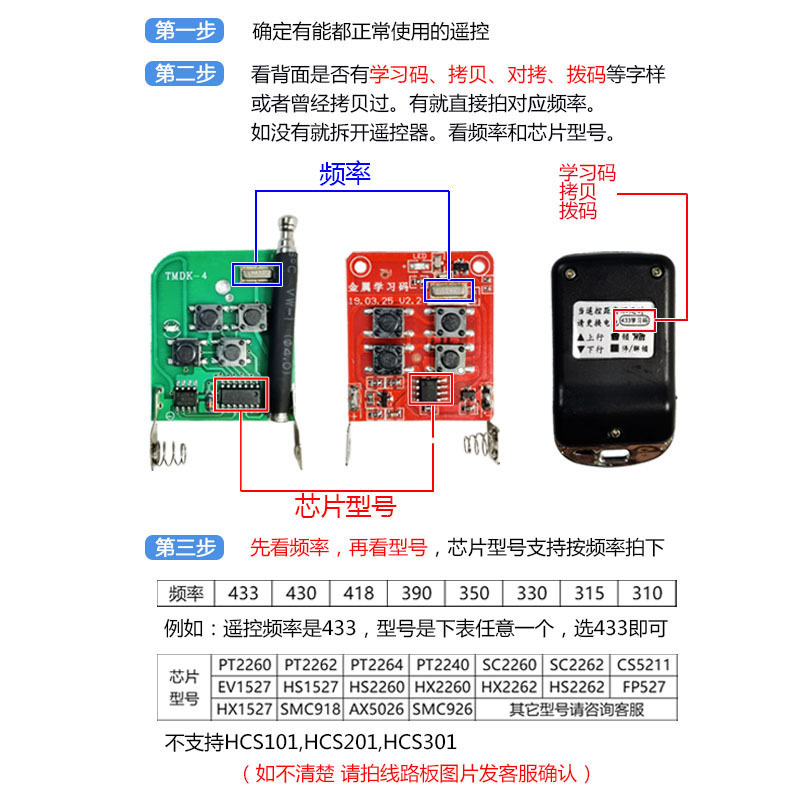Neutral Copy Garage Door Rolling Shutter Door Access Control Security Alarm 433 Frequency Copy Wireless Remote Control