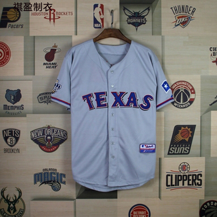 Foreign trade factory processing custom European and American style LOGO embroidery moisture wicking polyester quick-drying sports short-sleeved baseball suit