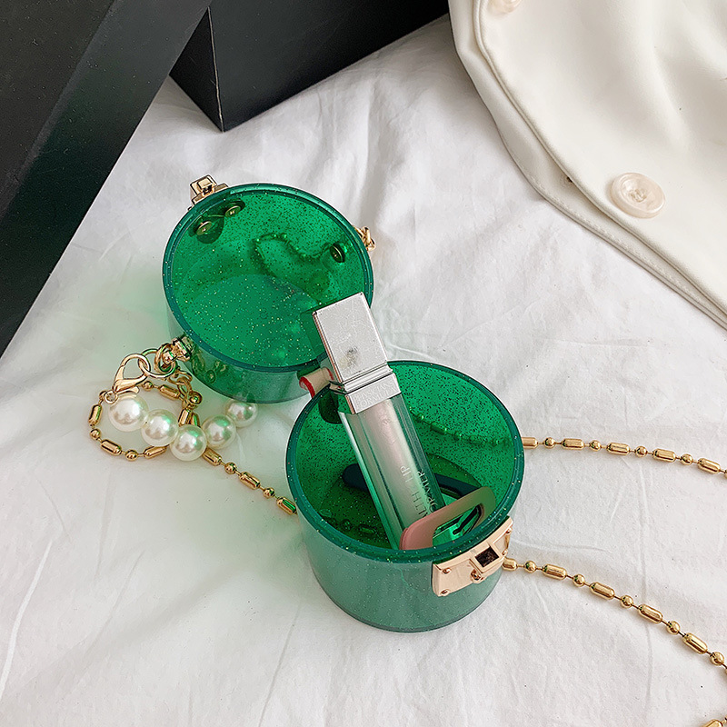 Fashion Mini Bag 2020 Summer New Lock Buckle Women's Bag Pearl Handbag pvc Color Shoulder Crossbody Bag