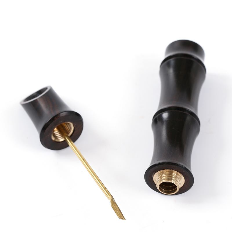 Purple Sandalwood Snuff Bottle Wooden Handmade Ebony Handle Piece Bamboo Snuff Bottle with Lanyard