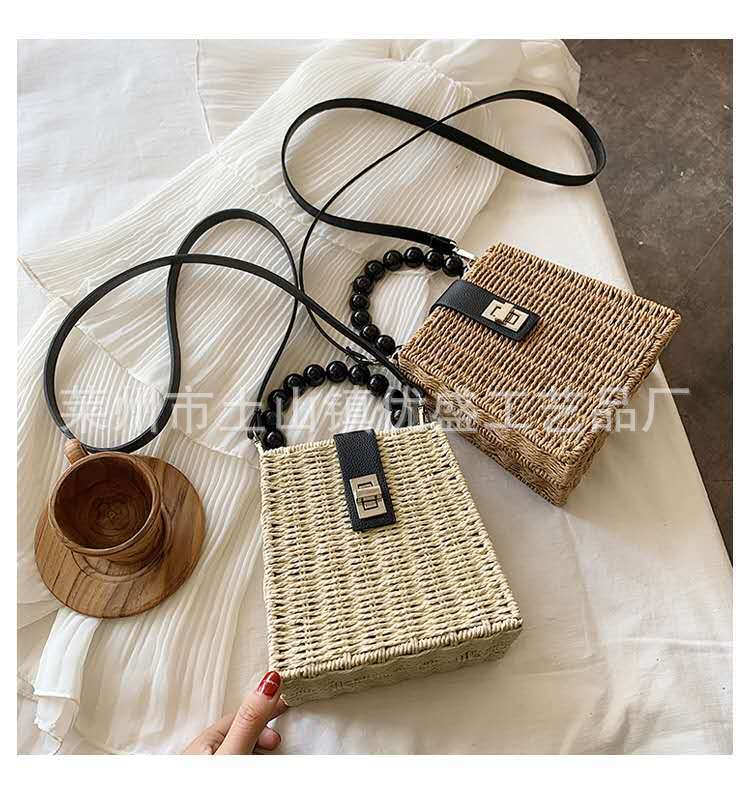 ins Popular Mori Women's Style Literary Fan Xiaoqing Handmade Paper Rope Bag Retro Shoulder Bag Woven Women's Bag Straw Bag
