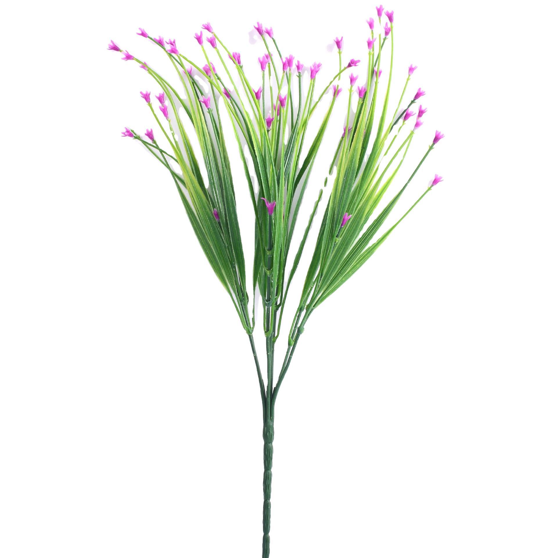 Simulation plastic flower simulation 7 Fork Spring grass small orchid plant flower bed fake flower seedling green plant fence flower decoration