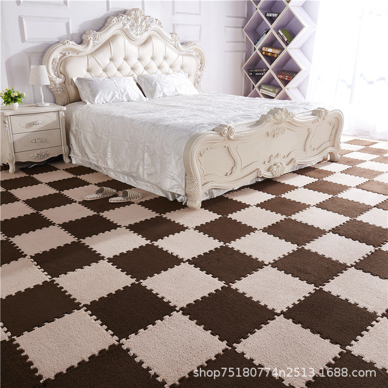 Living room bedroom full carpet suede stitching floor mat thickened soundproof climbing mat washable household puzzle carpet