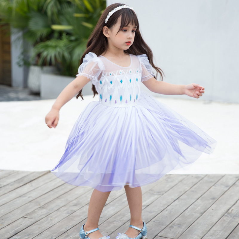 Frozen Princess Dress Aisha Performance Dress Aisha New White Children's Dress Children's Day Dance Dress