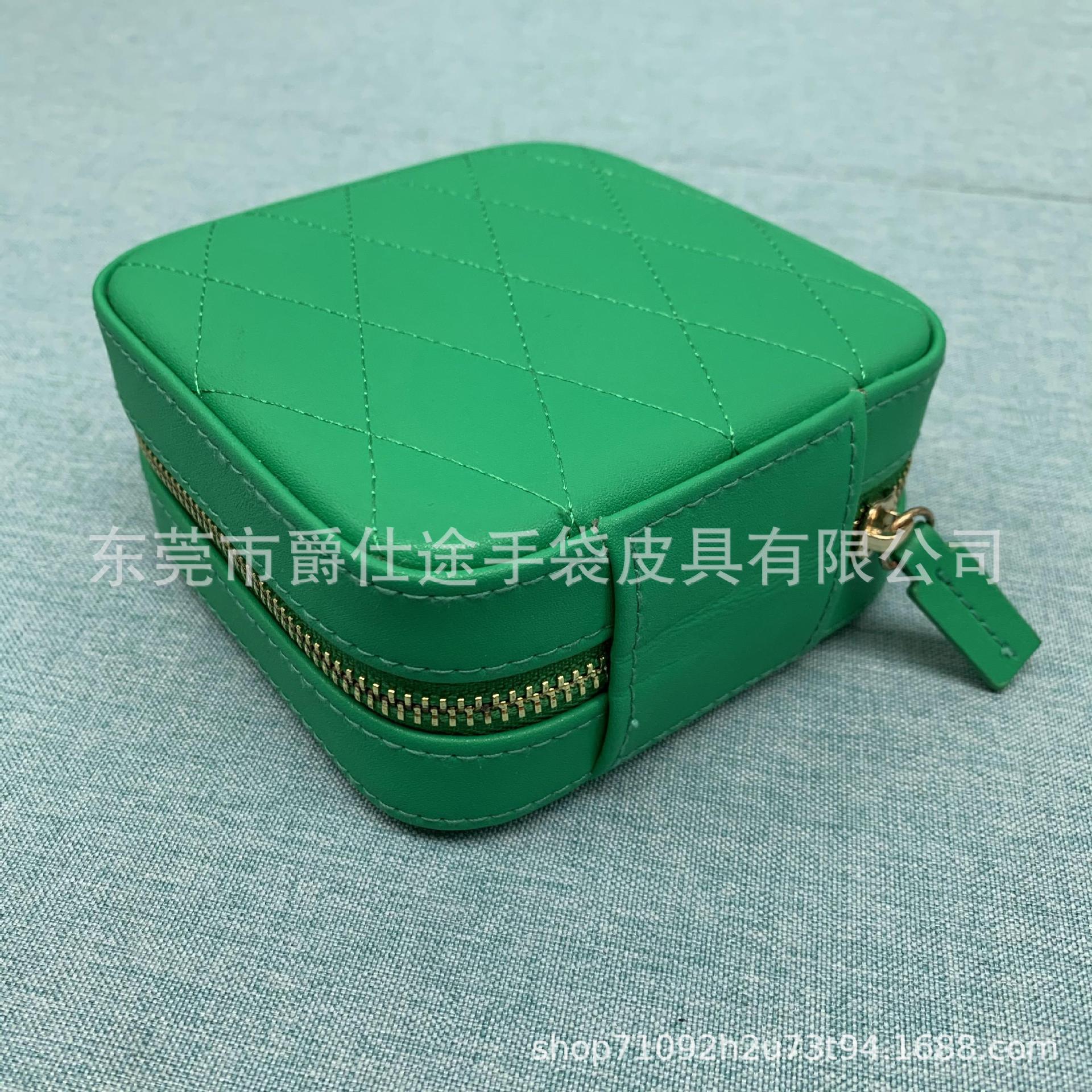 Manufacturer Customized Mini Pu Jewelry Box Green Multi-Card Slot Pu Storage Box Creative Earrings Ring Storage Box