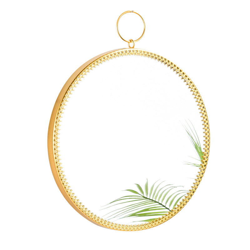 Nordic metal iron bathroom mirror bathroom wall mirror ins vanity mirror decorative mirror fitting mirror geometric round mirror