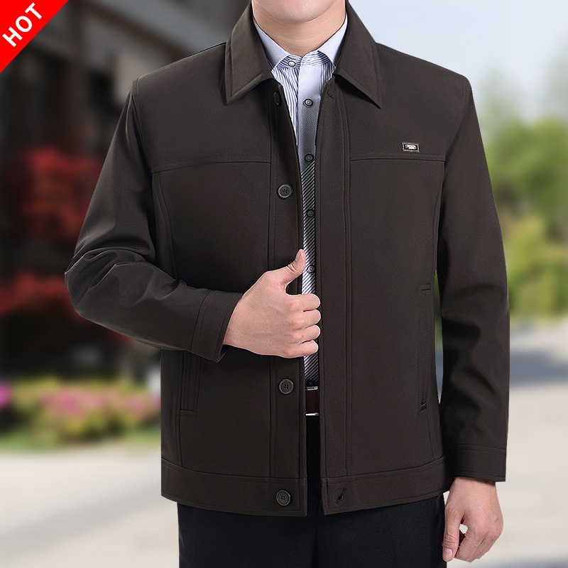 Dad's Autumn Coat Autumn and Winter Middle-aged Men's Jacket Fleece-lined Thickened 50-year-old Grandpa's Top