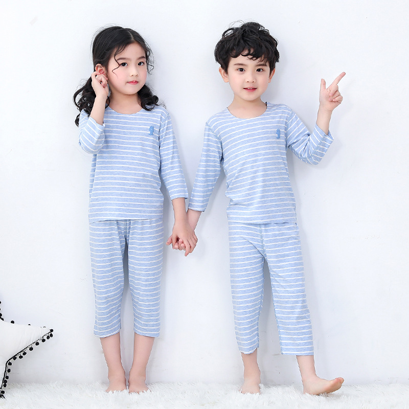 Детские летние пижамы класс А, модальные, семи-рукавный комплект, тонкие, для мальчиков и девочек, домашняя одежда