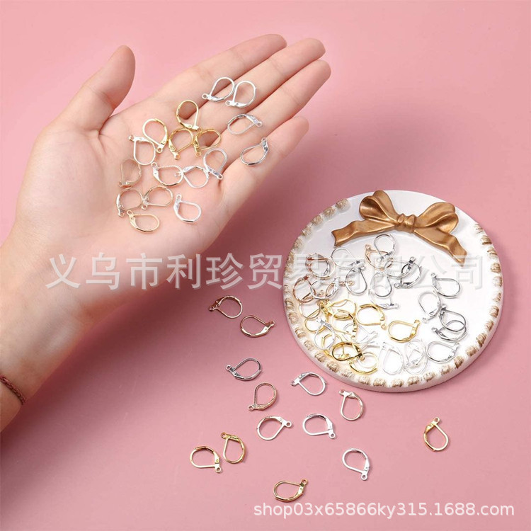 Handmade diy Jewelry Material Earrings Accessories D-word French Ear Hook Electroplated Gold and Silver Environmental Protection Copper Earrings Ear Buckle