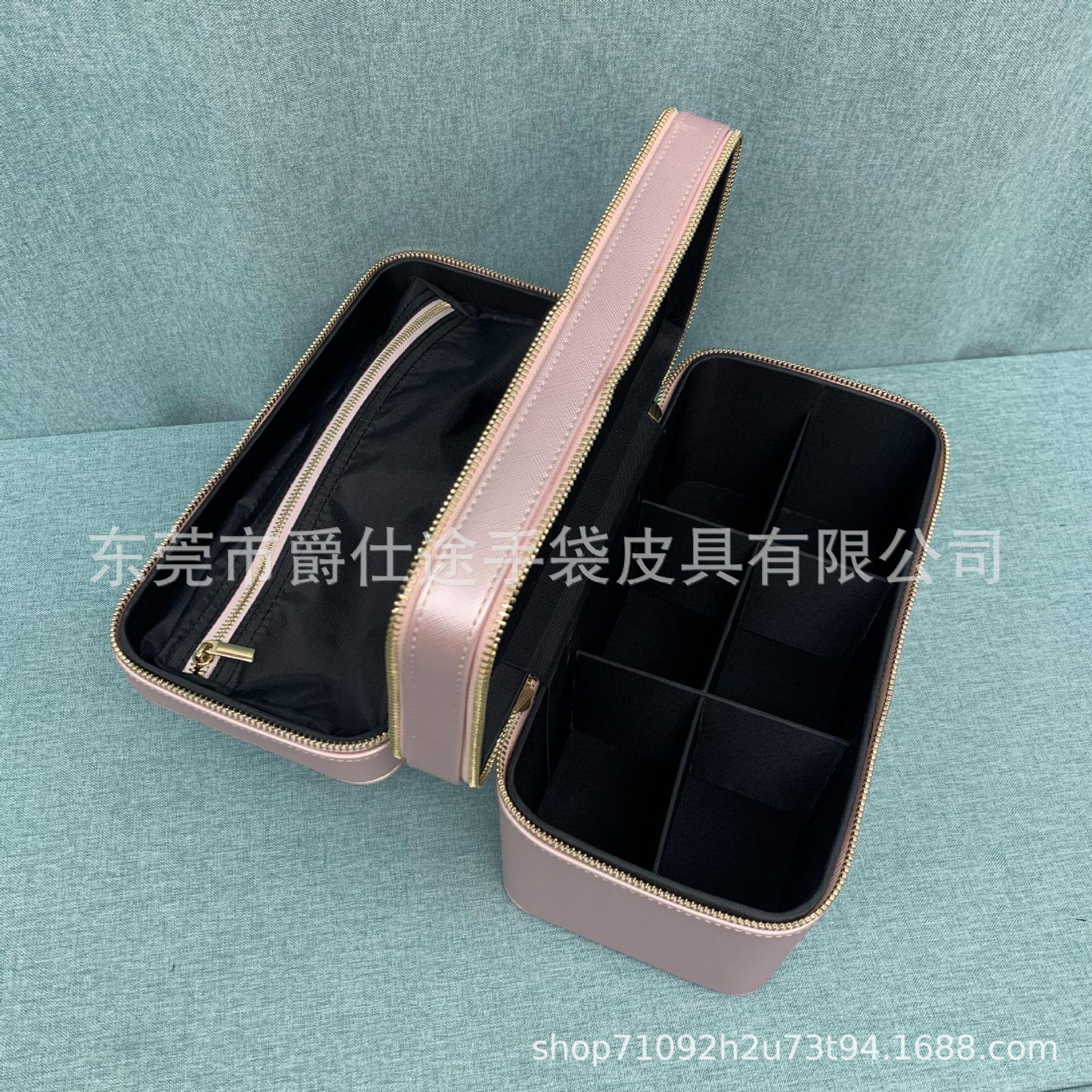 Manufacturer Customized Multifunctional Pu Jewelry Box, Environmentally Friendly Waterproof Pu Storage Box, Three-Layer Satchel Cosmetic Bag