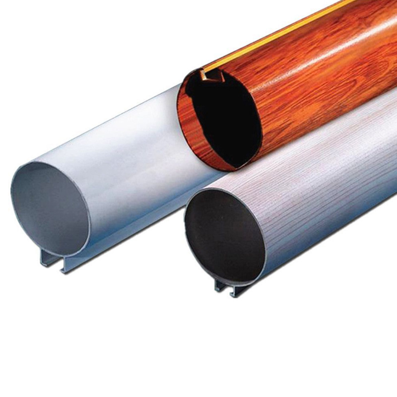 Fireproof aluminum round tube square pass subway shopping mall station wood grain ceiling strip aluminum round pass O-type aluminum alloy round tube