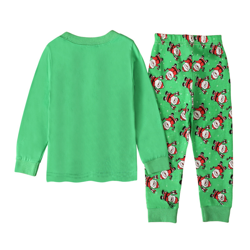 Boys and Kidsren European and American Spring and Autum Long-Sleeved Santa Tops and Pants Home Clothes Two-Piece Set Kidsren's Clothing Ins