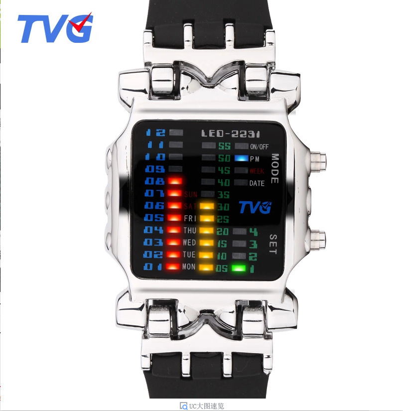Tvg Fashionable and Creative Student Watch Multi-Functional Youth Waterproof Watch K-Style Light Energy Led Sports
