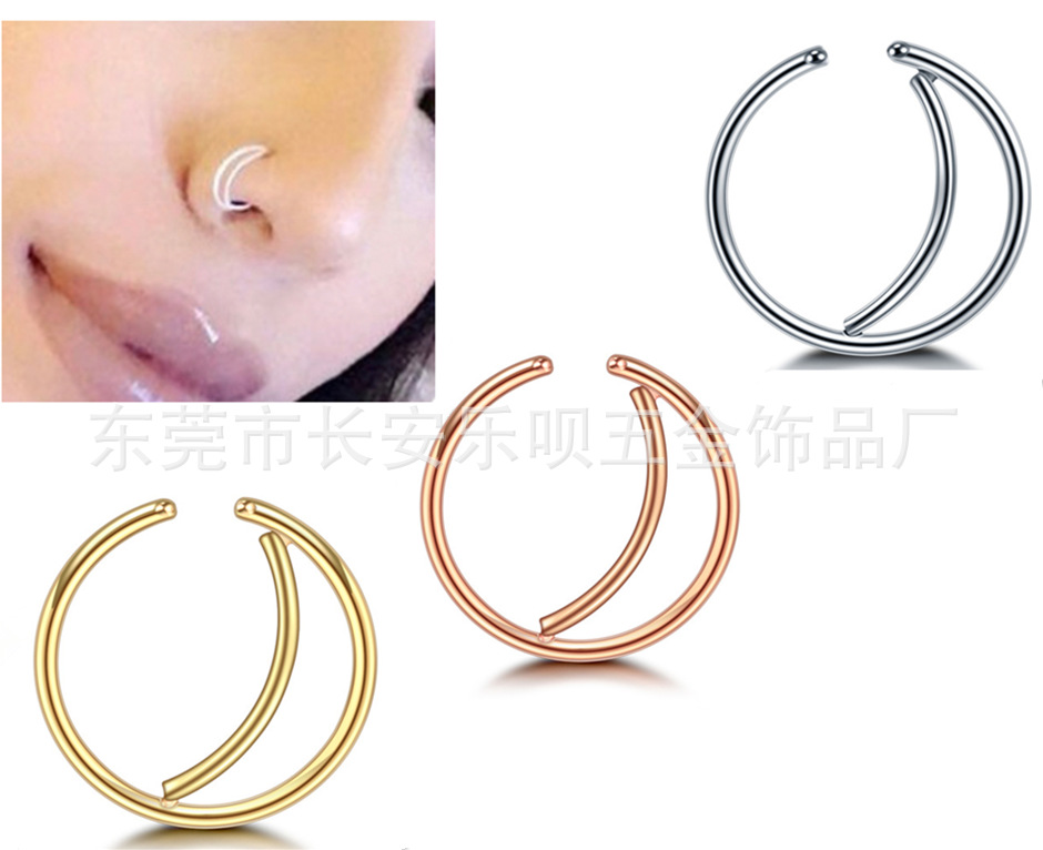 Европейские и американские модные кольца для носа в форме луны, нержавеющая сталь, пирсинг, маленькое кольцо для носа, ювелирные изделия из нержавеющей стали