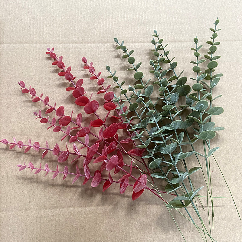 Single simulation eucalyptus green wedding home floral design leaf plastic single fork money string leaves