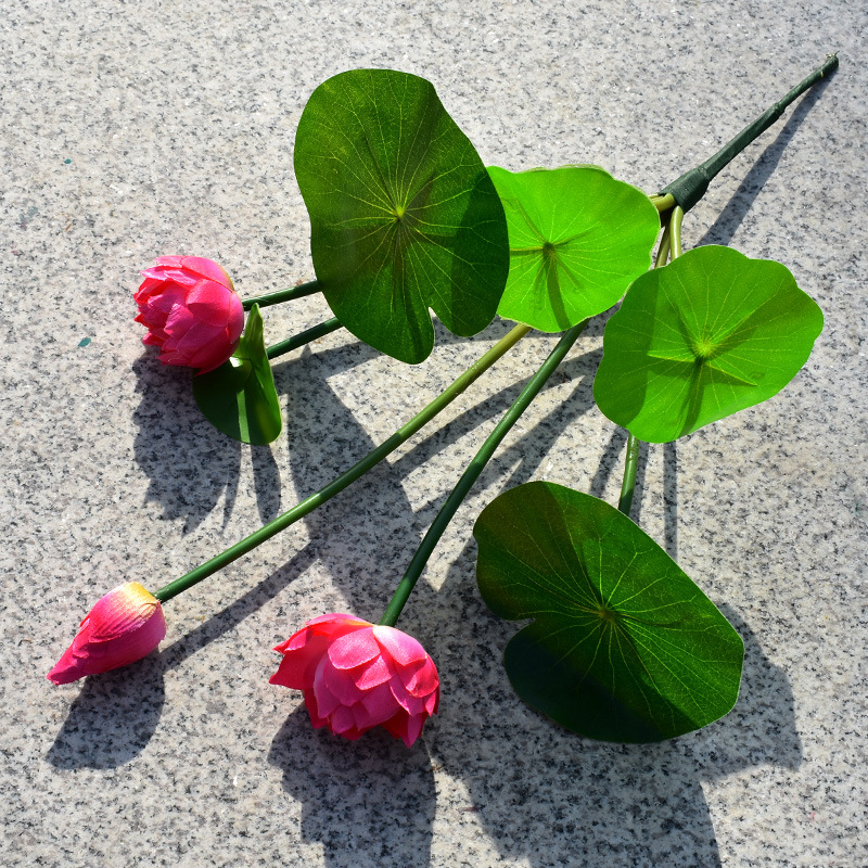 Small Lotus Lotus Leaf Lotus Decoration Plastic Flower Small Artificial Flower Engineering Partition Decorative Flower Arrangement Lotus Small Bouquet