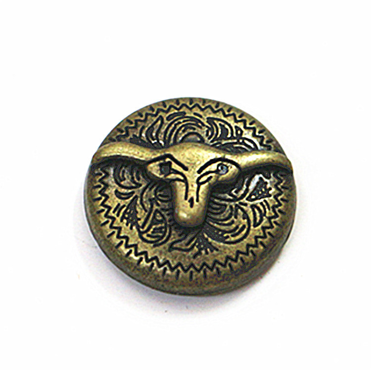 Round Retro Embossed Cloth Buckle Screw Decorative Buckle Dollar Buckle Leather Goods Leather Carving Coin Key Chain Factory Direct Sales