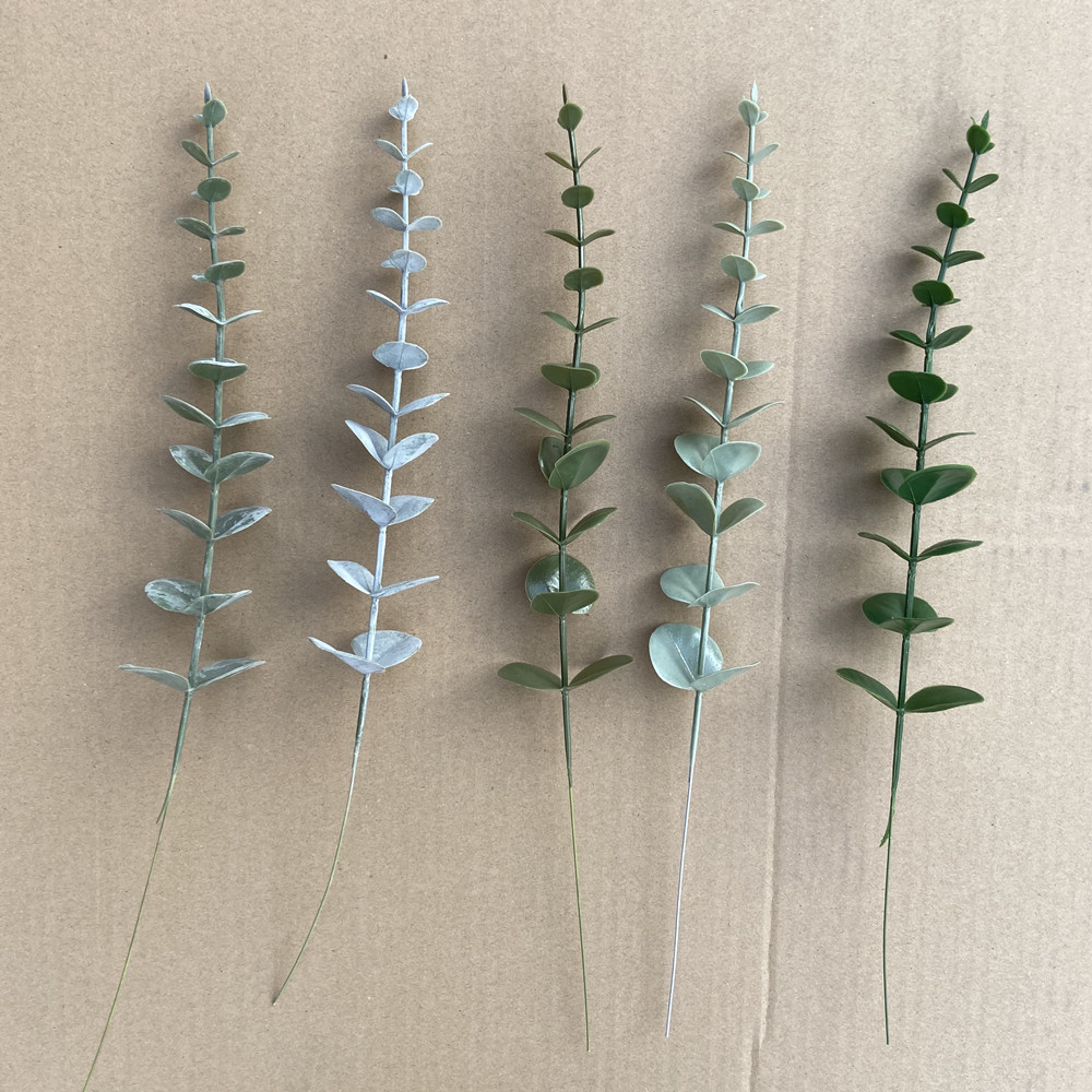 Single simulation eucalyptus green wedding home floral design leaf plastic single fork money string leaves