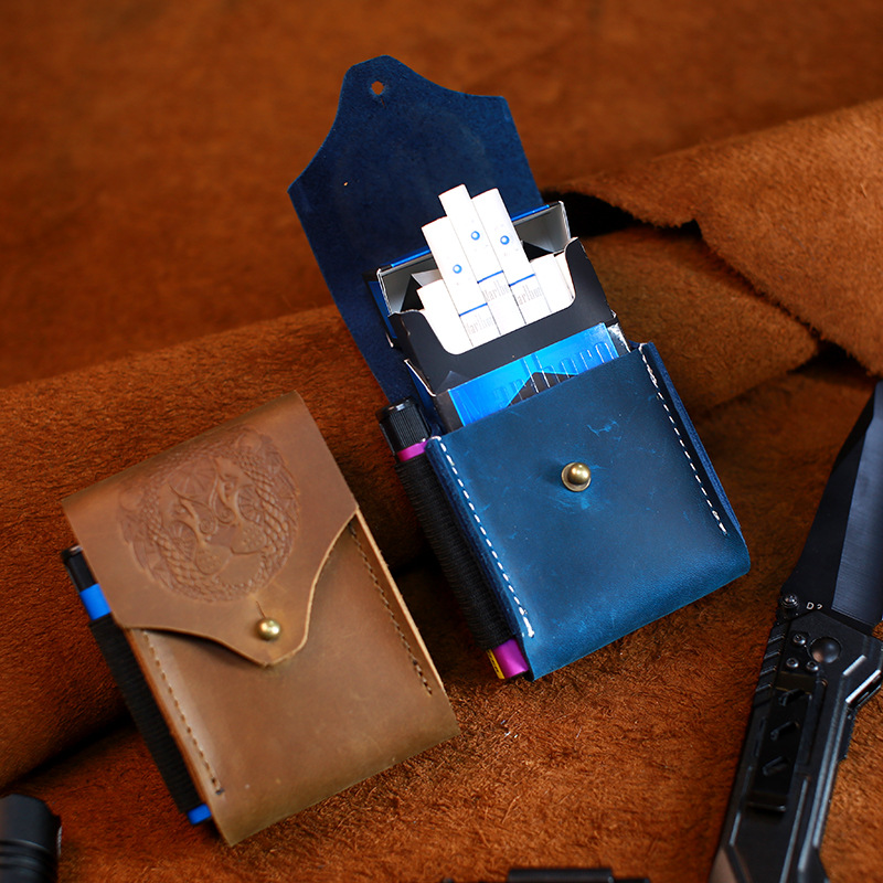 Кросс-браун специальный для EDC тактический кожаный чехол для сигарет из кожи Crazy Horse ручной работы