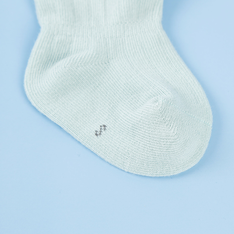 Baby mid-calf length socks spring and autumn combed cotton loose mouth curling solid color striped boneless wholesale baby children's socks
