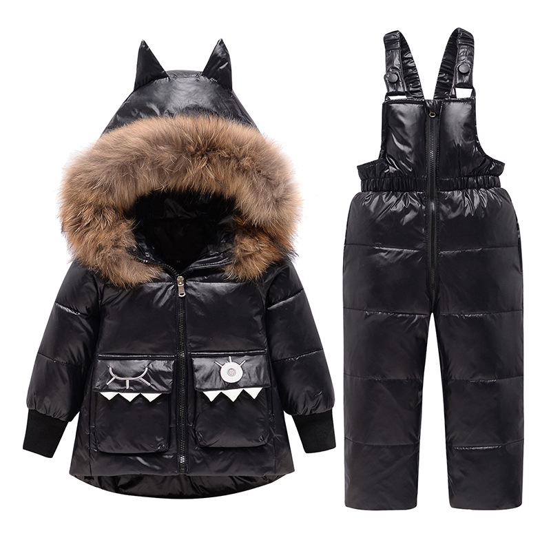 Factory Direct Sales New European and American children's down jacket cartoon suit boy baby baby two-piece set suit generation hair