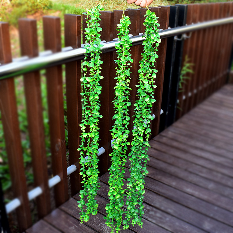 Single Simulated Eucalyptus Rattan Hanging Plastic Green Plant Rattan Ceiling Decoration Fake Flower Vine Green Leaf Vine Wall Decorative Rattan