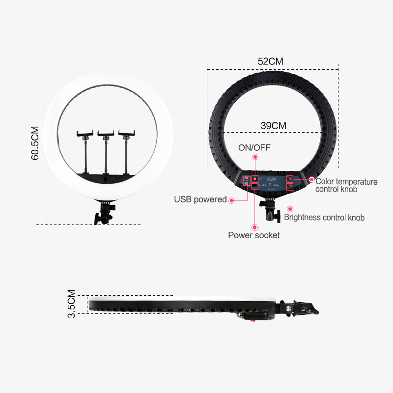 HQ-21 inch lighting lamp trembles fast hand Photo LED mobile phone bracket photography beauty ring live light